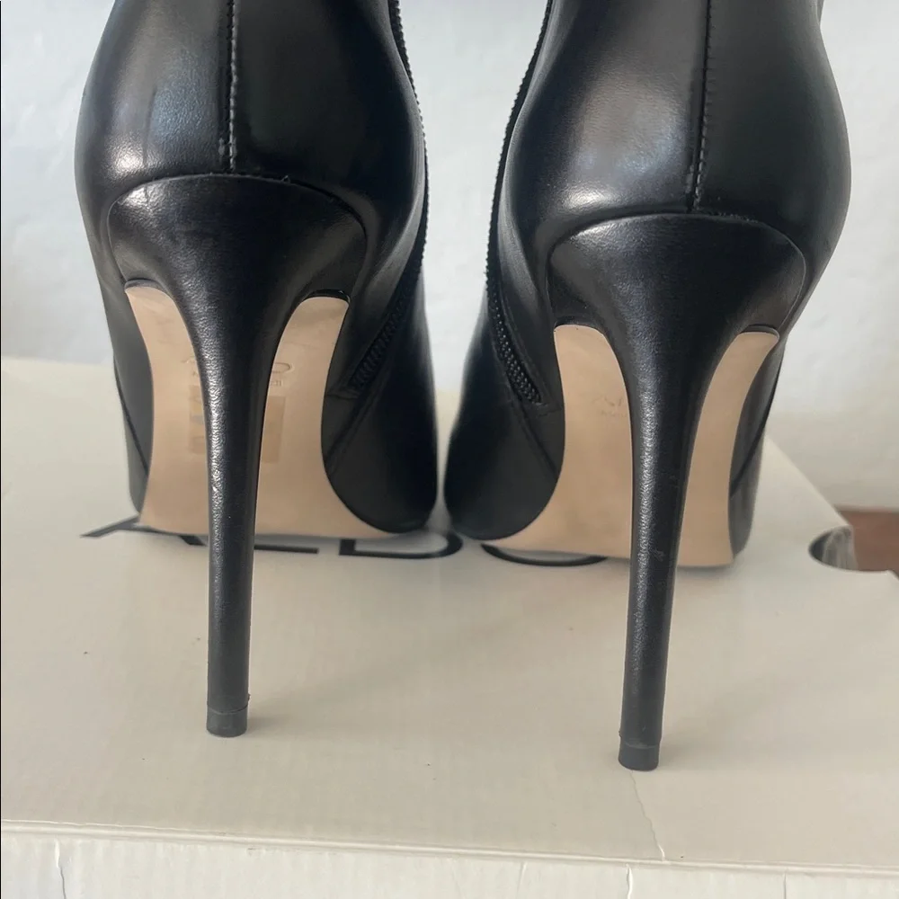 ALDO MYRONA BOOTS Black Leather Pointed Tor Side Zipper Stiletto Heel Size 8.5 - Picture 7 of 16
